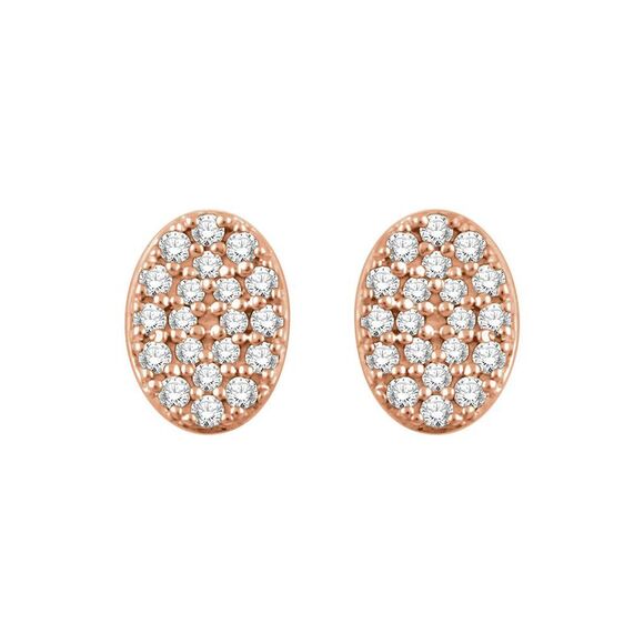 7mm Oval Diamond Cluster Post Earrings in 14k Rose Gold - Picture 2 of 3